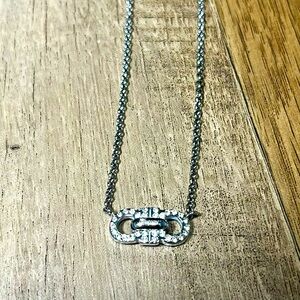 Authentic Ferragamo sterling silver necklace with rhinestones.